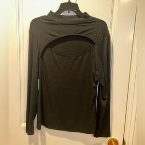 Cider Black Cut Out Long Sleeve Ribbed Top Size 1XL